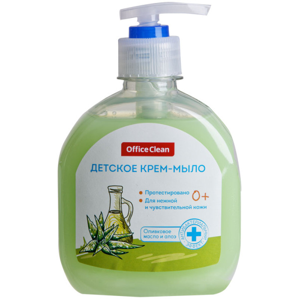 Мыло-крем жидкое ДЕТСКОЕ 300мл OfficeClean "Оливковое масло и алоэ", с дозатором Мыло-крем жидкое ДЕТСКОЕ 300мл OfficeClean "Оливковое масло и алоэ", с дозатором