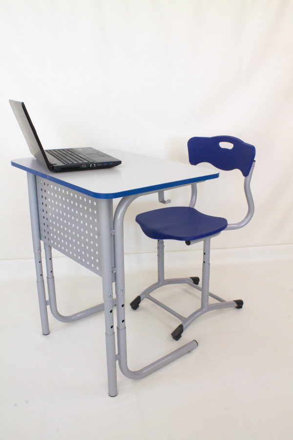 Стул регулируемый 4-6 гр. на каркасе "ДУГА" ПЛАСТИК-мини (Пластик синий, м/к серый) М210 РДП (М.2)