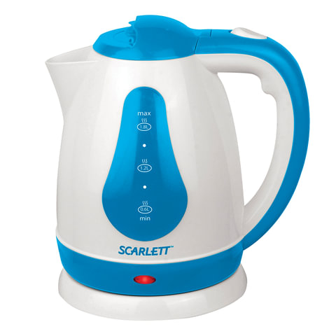 Чайник SCARLETT SC-EK18P29, 1,8л, 1700Вт, закрытый нагр.элемент, пластик, белый/синий