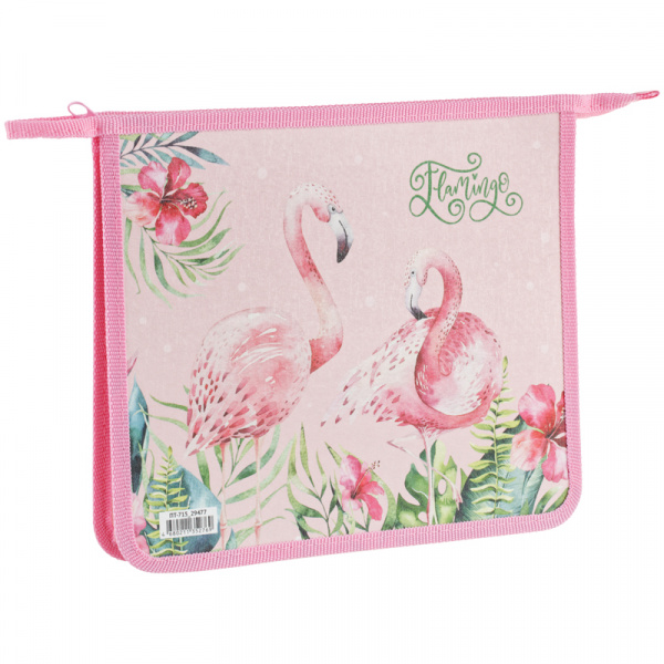 Папка для тетрадей 1 отделение А5 ArtSpace "Flamingo", пластик/картон, на молнии ПТ-715_29477