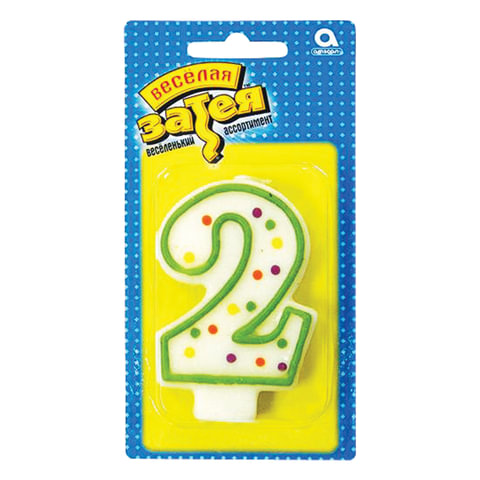 Праздничная свеча цифра "2" высотой 7,6см, 1502-0139/1502-1016