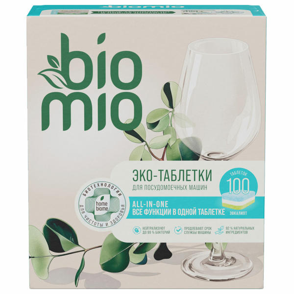 Таблетки для посудомоечной машины 100 шт. BIOMIO "Эвкалипт", 510.73090.0101 Таблетки для посудомоечной машины 100 шт. BIOMIO "Эвкалипт", 510.73090.0101
