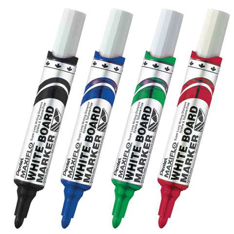 Набор для магнитно-маркерной доски PENTEL (Япония) "Maxiflo" (магнитный стиратель, 4 маркера), MWL5S