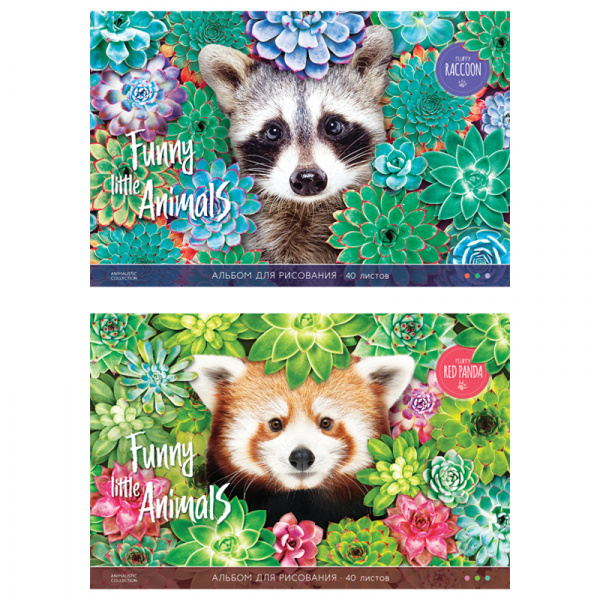 Альбом для рисования А4 40л.,  на скрепке ArtSpace "Забавные еноты"