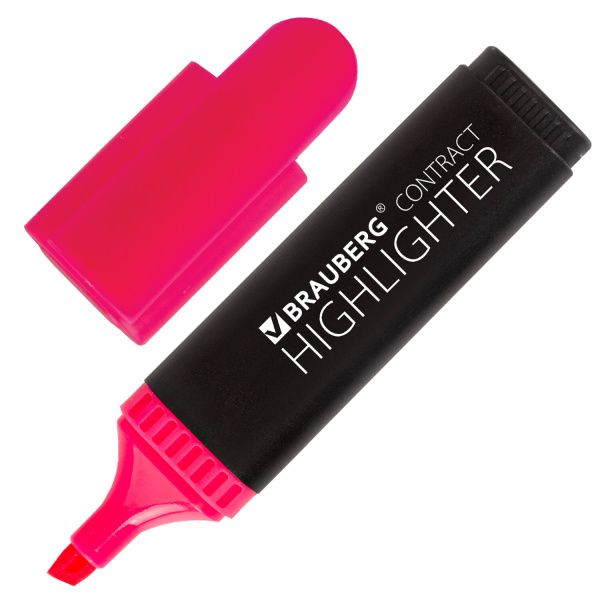 Текстмаркер BRAUBERG "CONTRACT", скошенный наконечник  1-5 мм, розовый, 150392