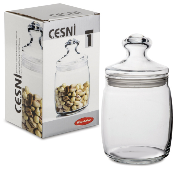 Банка с крышкой для сыпучих продуктов PASABAHCE "Cesni", 1 шт., 940 мл, стекло, 97560