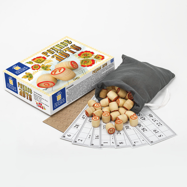 Русское лото классическое с деревянными бочонками, в картонной упаковке, ЗОЛОТАЯ СКАЗКА, 664672