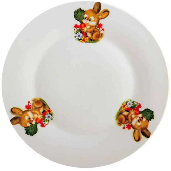 Тарелка десертная 18см Кролик с морковкой ZHL-1245