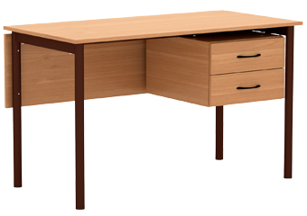 Стол учителя с подвесной тумбой  на м/к с 2-мя ящиками 1200*600*720, м/к серый