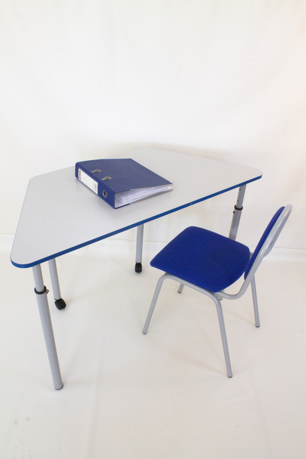 Стол для коворкинга модульный регулир. 4-6 гр. передвижн. (ЛДСП серый, кр. синяя, м/к серый)