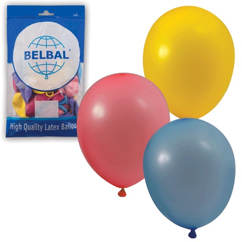 Шары воздушные 10"(25см), КОМПЛЕКТ 50шт., 12 пастельных цветов, в пакете, 1101-0031