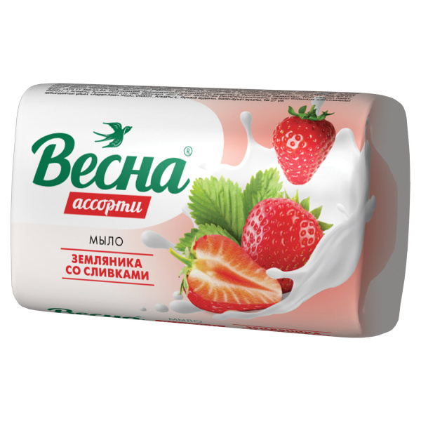 Мыло туалетное 90г ВЕСНА "Земляника со сливками", 6090 Мыло туалетное 90г ВЕСНА "Земляника со сливками", 6090