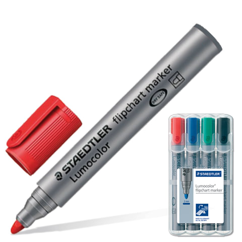 Маркеры для флипчарта STAEDTLER, набор 4 шт., 2 мм, непропит. (черн, син, красн, зелен), 356 WP4 Маркеры для флипчарта STAEDTLER, набор 4 шт., 2 мм, непропит. (черн, син, красн, зелен), 356 WP4
