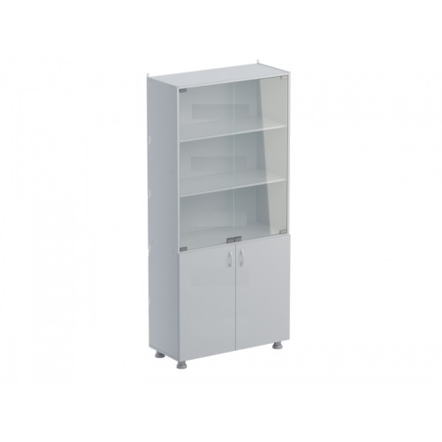 Шкаф для учебных пособий со стеклом  ШУ2С(02), 849х376х1835мм, серый