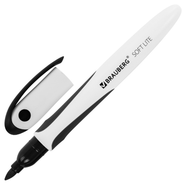 Маркер стираемый для белой доски ЧЕРНЫЙ, BRAUBERG "SOFT LITE", 3 мм, резиновая вставка