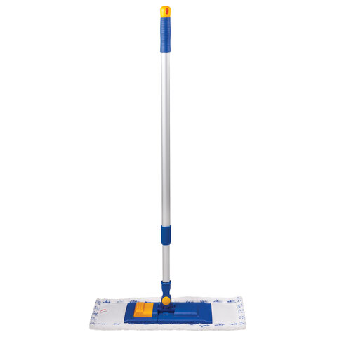 Швабра ЛАЙМА "Дом и офис" телеск.ручка, пласт.держатель40см,насад МОП микроф/абразив(карманы),601462