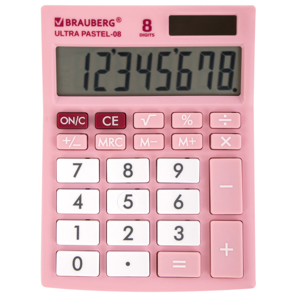 Калькулятор настольный BRAUBERG ULTRA PASTEL-08-PK КОМПАКТНЫЙ (154x115мм), 8 разр, РОЗОВЫЙ, 250514 Калькулятор настольный BRAUBERG ULTRA PASTEL-08-PK КОМПАКТНЫЙ (154x115мм), 8 разр, РОЗОВЫЙ, 250514