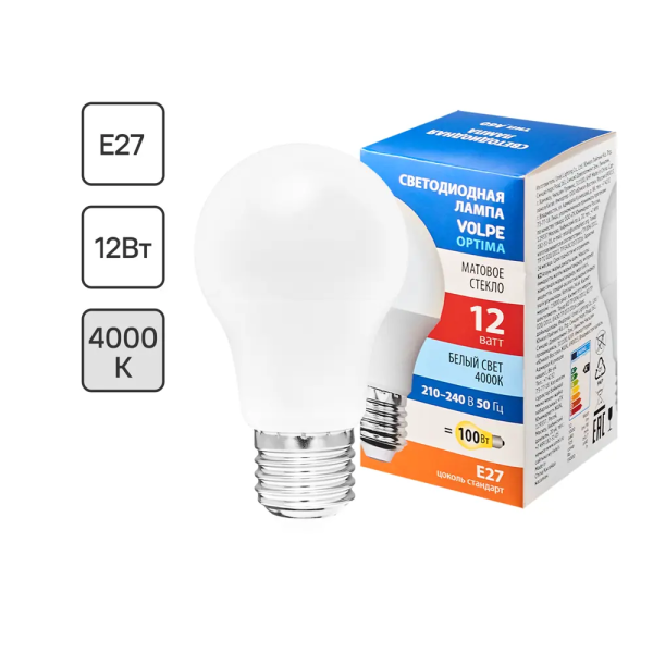 Лампа светодиодная LED 10вт Е27 белый (SBA6010)
