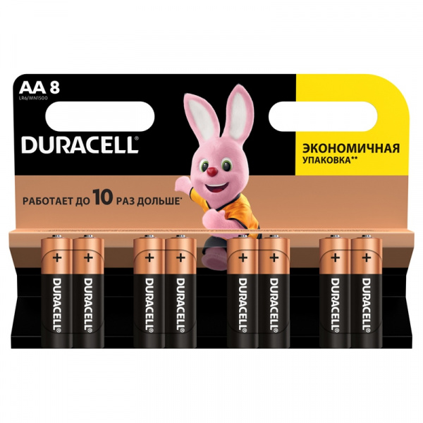 Батарейка Duracell Basic AA (LR06) алкалиновая, 8BL