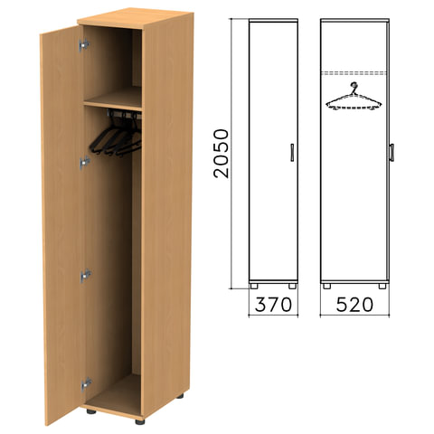 Шкаф для одежды "Монолит" (ш370*г520*в2050 мм), цвет бук