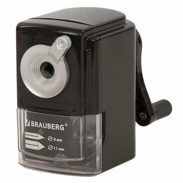 Точилка механическая BRAUBERG "STYLE", для ч/гр и цветных карандашей (в том числе утолщенных), крепл