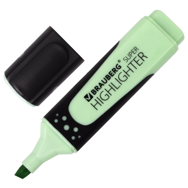 Текстовыделитель BRAUBERG «SUPER PASTEL», МЯТА, прорезиненный корпус, линия 1-5 мм, 151748