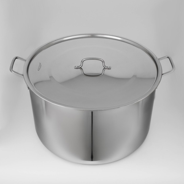 Котёл «Общепит», 50 л, d=50 см, h=26 см, нерж. сталь, металлическая крышка, клёпаные ручки 