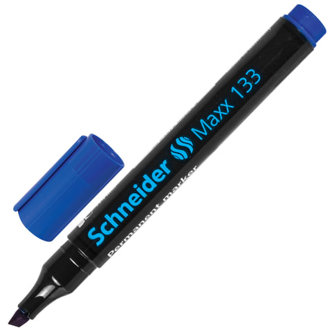 Маркер перманентный (нестираемый) SCHNEIDER (Германия) Maxx 133, СИНИЙ, скошенный, 1-4 мм, 113303