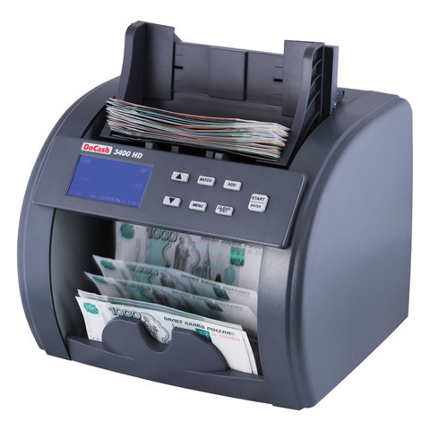 Счетчик банкнот DOCASH 3400 HD, 1900 банкт/мин, УФ-, магнитная детекция, фасовка