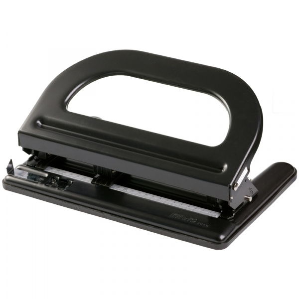 Дырокол регулируемый на 2-3-4 отверстия KW-trio 30л, металлический, черный, с линейкой