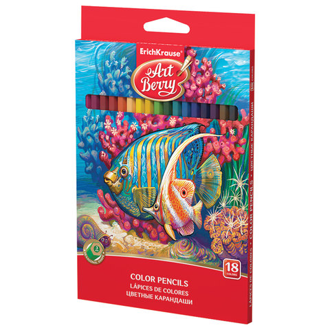 Карандаши цветные ERICH KRAUSE 18цв, карт. упак. с европодв, 32879