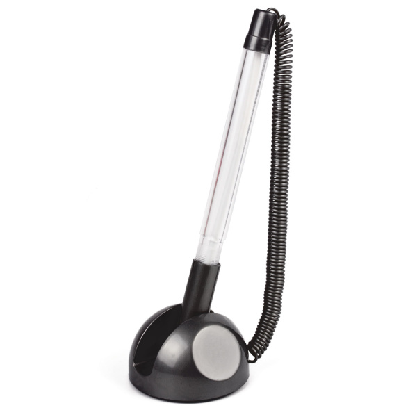 Ручка шариковая настольная BRAUBERG на пружинке, на подставке, цвет корпуса черный, 141351, синяя