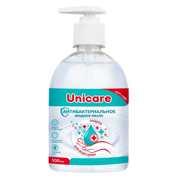Мыло жидкое 500мл UNICARE, антибактериальное, дозатор, UC501005 Мыло жидкое 500мл UNICARE, антибактериальное, дозатор, UC501005