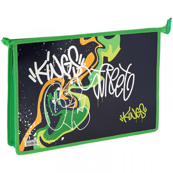 Папка для тетрадей 1 отд, А4, ArtSpace "Graffiti", ламинир картон, фольга, на молнии ПМ-А4-291_42237