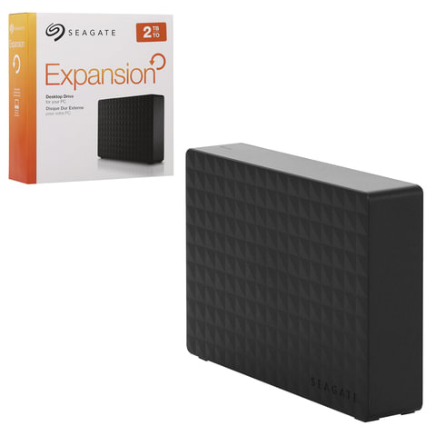 Диск жесткий внешний SEAGATE Expansion 2ТВ, 3.5", USB 3.0, ЧЕРНЫЙ (STEB2000200)
