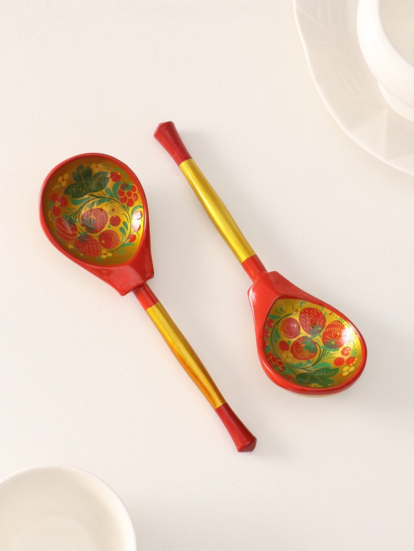 Ложка полубаская "Хохлома", традиционная роспись 19х6см Ложка полубаская "Хохлома", традиционная роспись 19х6см