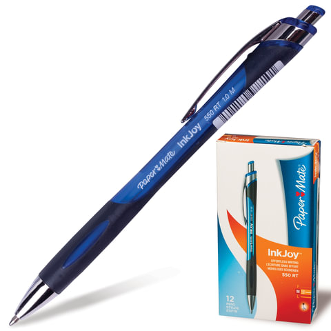 Ручка шариковая PAPER MATE автомат. "InkJoy 550 RT", корп.черно-синий,толщ.письма1,0мм,S0977220,син