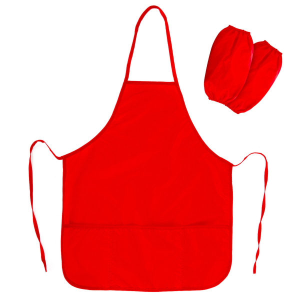 Фартук с нарукавниками для уроков труда ПИФАГОР, увеличенный размер, 45*60 см, красный, 228362