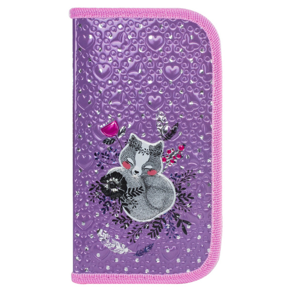 Пенал BRAUBERG, 2 отделения, металлизированный картон, конгрев, 19х11см, Лисичка, 228097