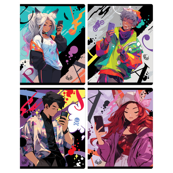 Тетрадь 96л. клетка BG "В стиле аниме", эконом