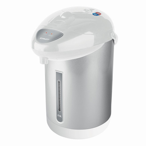 Термопот SCARLETT SC-ET10D10, 2,5 л, 750 Вт, 1 температурный режим, ручной насос, сталь, белый/сереб