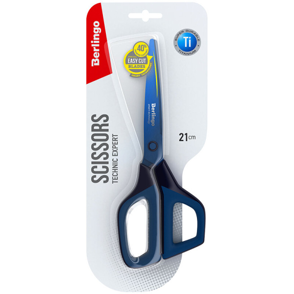 Ножницы Berlingo "Technic Expert", 21см, синие, лезвия с титановым покрытием, эргономичные ручки, мя Ножницы Berlingo "Technic Expert", 21см, синие, лезвия с титановым покрытием, эргономичные ручки, мя