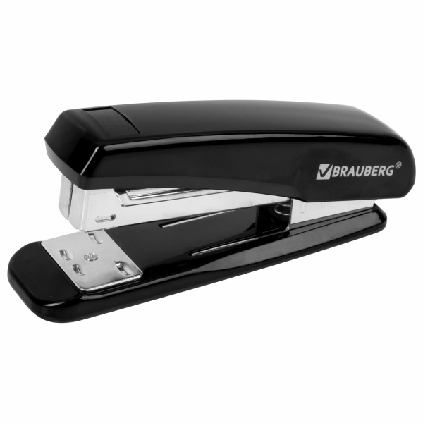Степлер №24/6, 26/6 BRAUBERG "Classic", до 25 листов, черный