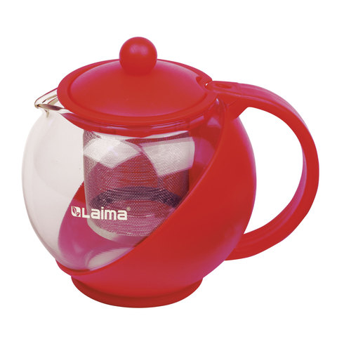 Заварник (чайник) WALTZ (ВАЛЬЦ),"БЕРГАМОТ",750 мл, стекло/пластик/фильтр-нерж.сталь, красн., 601374