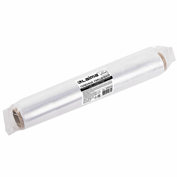 Пленка пищевая ПЭ 450мм х 200м, ГАРАНТИРОВАННАЯ ДЛИНА, 6 мкм, вес 0,49кг+-5%, LAIMA