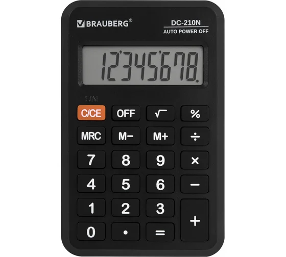 Калькулятор карманный BRAUBERG DC-210N (63х98 мм), 8 разрядов, черный, 272953 Калькулятор карманный BRAUBERG DC-210N (63х98 мм), 8 разрядов, черный, 272953