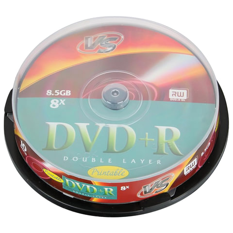 Диски DVD+R VS 8,5 Gb 8x 10шт Cake Box двухслойный VSDVDPRDLCB1002 (ш/к - 20700) 