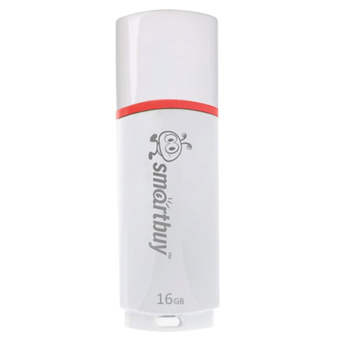 Флэш-диск 16 GB, SMARTBUY Crown, USB 2.0, белый, SB16GBCRW-W