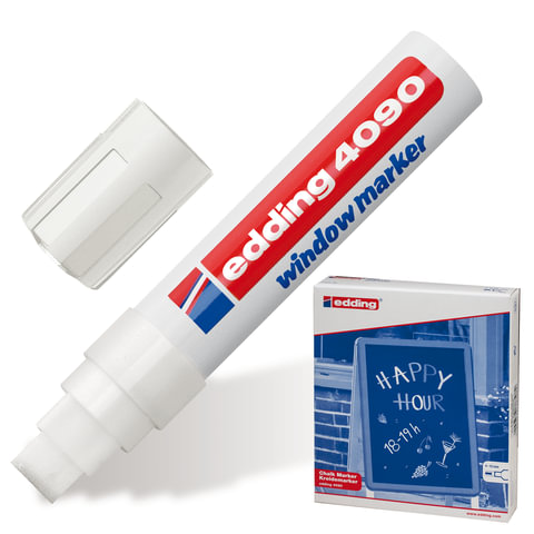 Маркер для окон и стекла EDDING, 4-15 мм, смываемый, на меловой основе, белый, E-4090/49