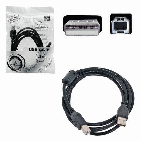 Кабель USB 2.0 AM-BM, 1,8 м, CABLEXPERT, 1 фильтр, для принтеров, МФУ и периферии, CCF-USB2-AMBM-6 Кабель USB 2.0 AM-BM, 1,8 м, CABLEXPERT, 1 фильтр, для принтеров, МФУ и периферии, CCF-USB2-AMBM-6